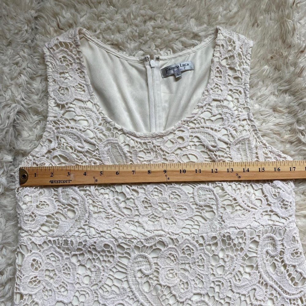 Patrizia Luca Womens Ivory Sleeveless Embellished Lace Top Large - Picture 6 of 8